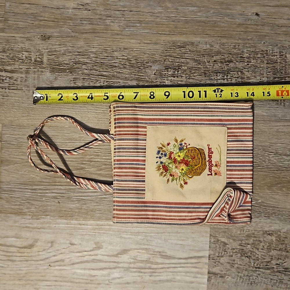 Longaberger Small bag purse pink pin srtipe